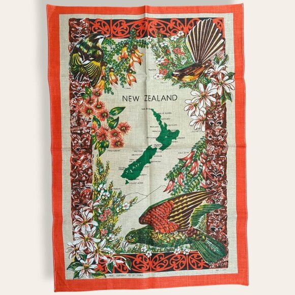 Vintage Other - Vintage New Zealand 100% Linen Souvenir Tea Towel